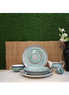 Caffeine Caffeine Ceramic Handmade Sea Green and Grey Breakfast Combo (5 Pcs)  - Image 3