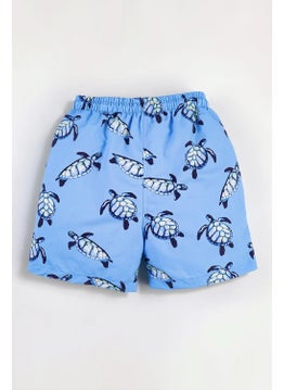 Gold Class Kidswear Blue Turtle Patterned Corded Lined Boy's Swim Shorts  - Image 2