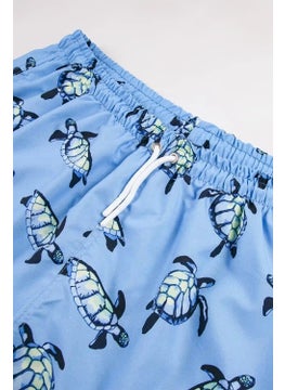 Gold Class Kidswear Blue Turtle Patterned Corded Lined Boy's Swim Shorts  - Image 3