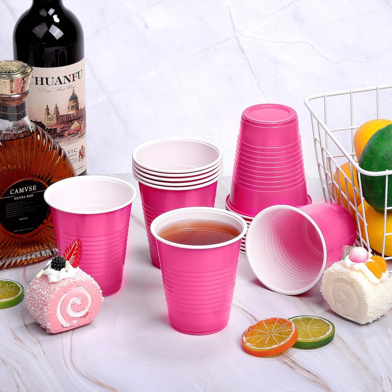 Kochorie 50 Pack Hot Pink Disposable Plastic Cups 12 Ounce Drinking Party Cups Bulk Party Cups for Wedding Birthday Graduation Christmas Parties  Picnics Events - Image 4