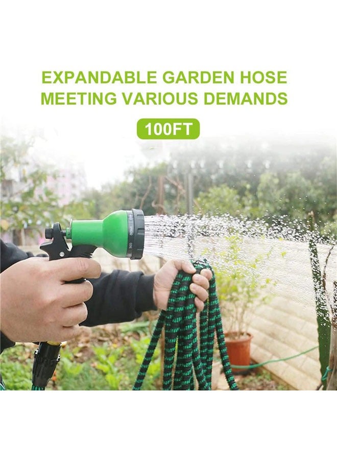 100ft Expandable Garden Hose with 9 Function Nozzle Flexible Strong Water Hose with Solid Brass Fittings and Double Latex Core - Image 4
