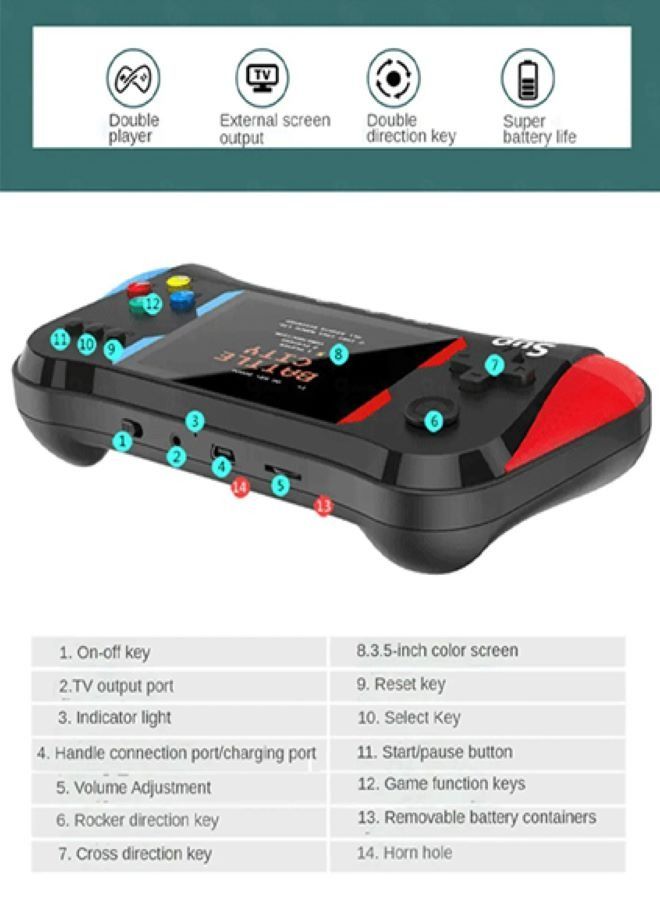 SUP 500 In 1 Game Console For Two Player Support Connection TV - Image 2