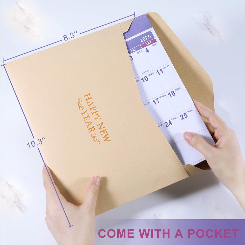 Artfan 2026 Yearly Wall Calendar - 2026 Calendar, JAN.2026 - DEC.2026, 34.8" x 22.8" (Open), Yearly Wall Calendar 2026, 2026 Wall Calendars 12 Month with Bonus Pocket, Thick Paper, Vertical - Purple - Image 5