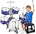 CHADRIGIVS Upgraded Kids Drum Set for Toddlers Plastic Musical Jazz Drum Instruments Kit Birthday Musical Learning Toys for 4 5 6 Boys Girls Starlight Blue - Image 2