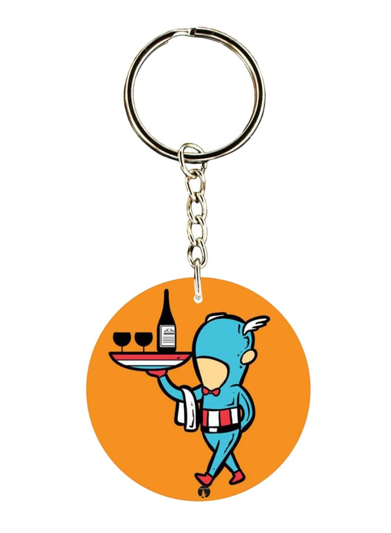 RKN Double Sided Captain America Printed Keychain