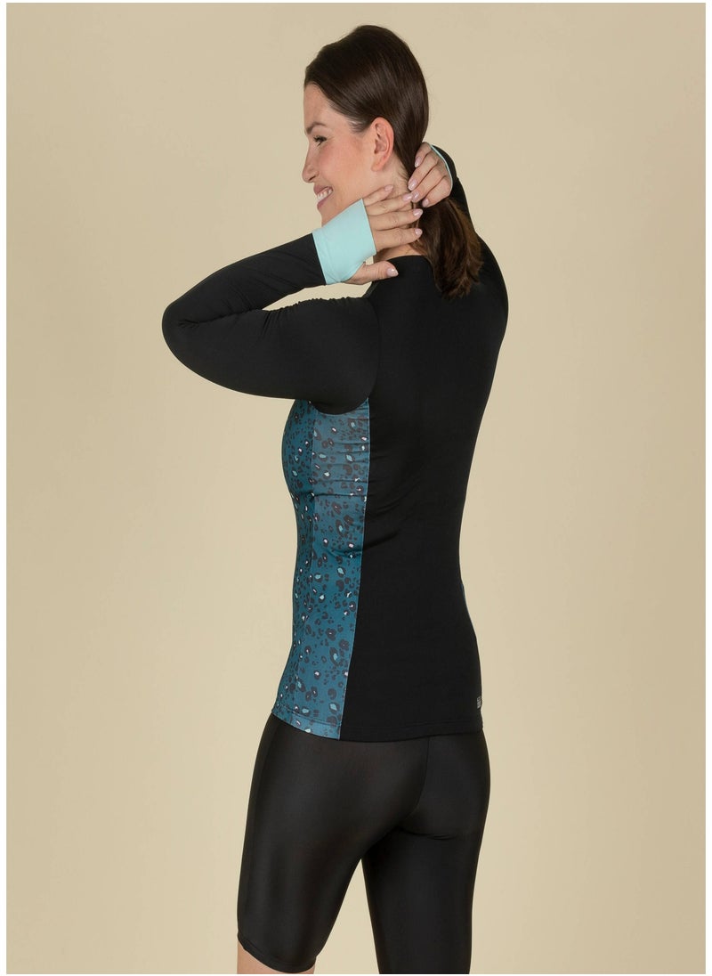 NABAIJI NABAIJI by DECATHLON, Women Swimming Top UNA Leo Stylish & Supportive Black  - Image 3
