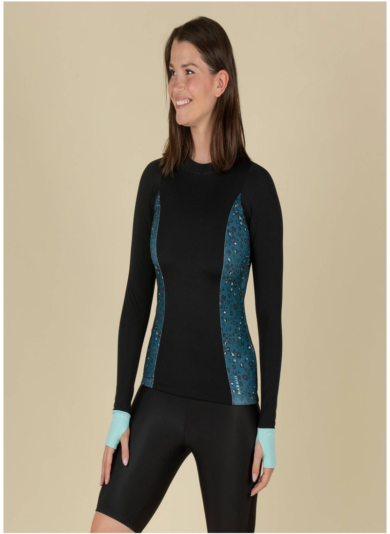 NABAIJI NABAIJI by DECATHLON, Women Swimming Top UNA Leo Stylish & Supportive Black  - Image 2