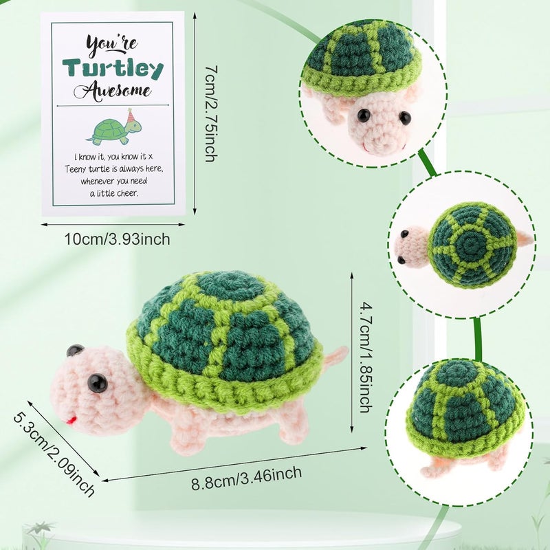 DSLSQD Funny Positive Turtle Mini Crochet Sea Turtle with Positive Affirmations Cards Handmade Cute Wool Funny Knitted Positive Turtle Doll Inspirational Novelty Gifts for Birthday Party Decoration - Image 2