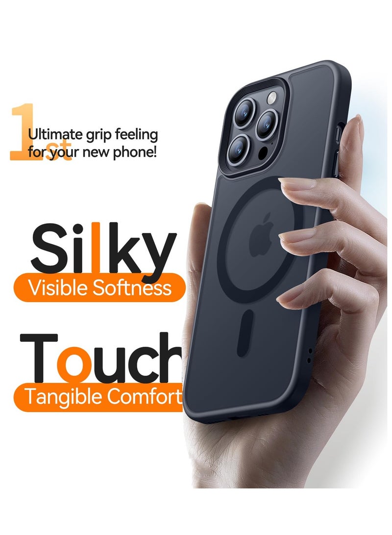 غطاء القضية المغناطيسية لـ iPhone 15 Pro 5G ، [متوافق مع Magsafe] [حماية الانقطاع Mil-Grade] غطاء القضية الخلفية للهاتف الوقائي الشفاف ضد الصدمات النحيف لـ iPhone 15 Pro 5G ، أسود - Image 2