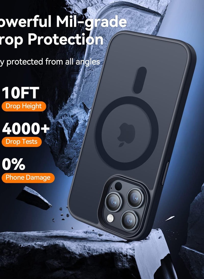 غطاء القضية المغناطيسية لـ iPhone 15 Pro 5G ، [متوافق مع Magsafe] [حماية الانقطاع Mil-Grade] غطاء القضية الخلفية للهاتف الوقائي الشفاف ضد الصدمات النحيف لـ iPhone 15 Pro 5G ، أسود - Image 3