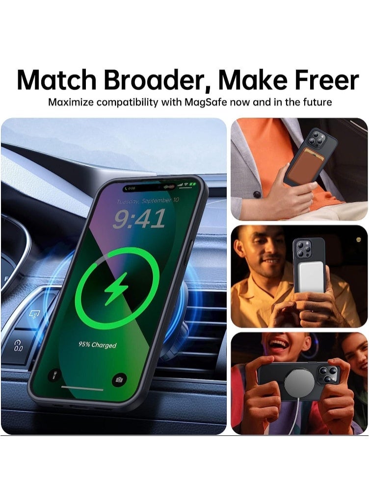 غطاء القضية المغناطيسية لـ iPhone 15 Pro 5G ، [متوافق مع Magsafe] [حماية الانقطاع Mil-Grade] غطاء القضية الخلفية للهاتف الوقائي الشفاف ضد الصدمات النحيف لـ iPhone 15 Pro 5G ، أسود - Image 4