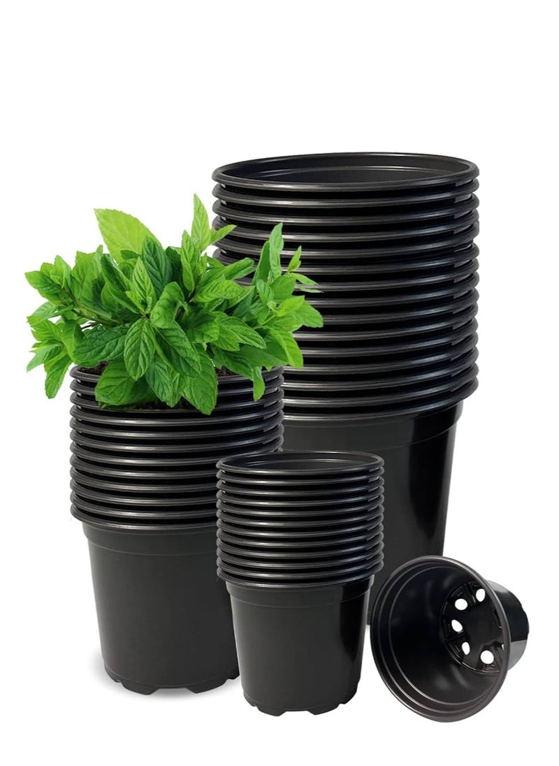 vsell24 - Premium Black Round Plant Pot - Durable Plastic Flower Pot for Indoor & Outdoor Use - Image 1