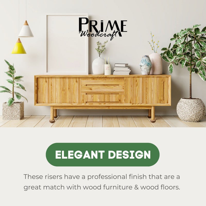 Prime Woodcraft Walnut Wood Furniture Risers - 1 Inch Height, 4 Risers, Walnut - Extra Height for Cleaning & Convenience - Bed Risers, Desk Riser, Table Risers, Furniture Legs, Sofa Risers - Image 5