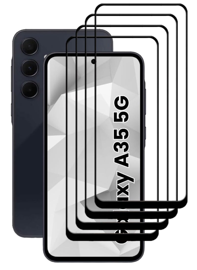 ACLIX 4 Pieces Tempered Glass Screen Protector Antistatic ESD Dustproof Premium Quality High Definition Designed For Samsung Galaxy A35 - Image 1