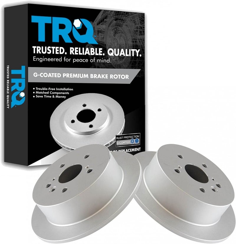 TRQ Rear Brake Rotor Set G Coated Solid Compatible with 2004-2006 Lexus RX330 2007-2009 RX350 2006-2008 RX400h 2004-2007 Toyota Highlander - Image 1