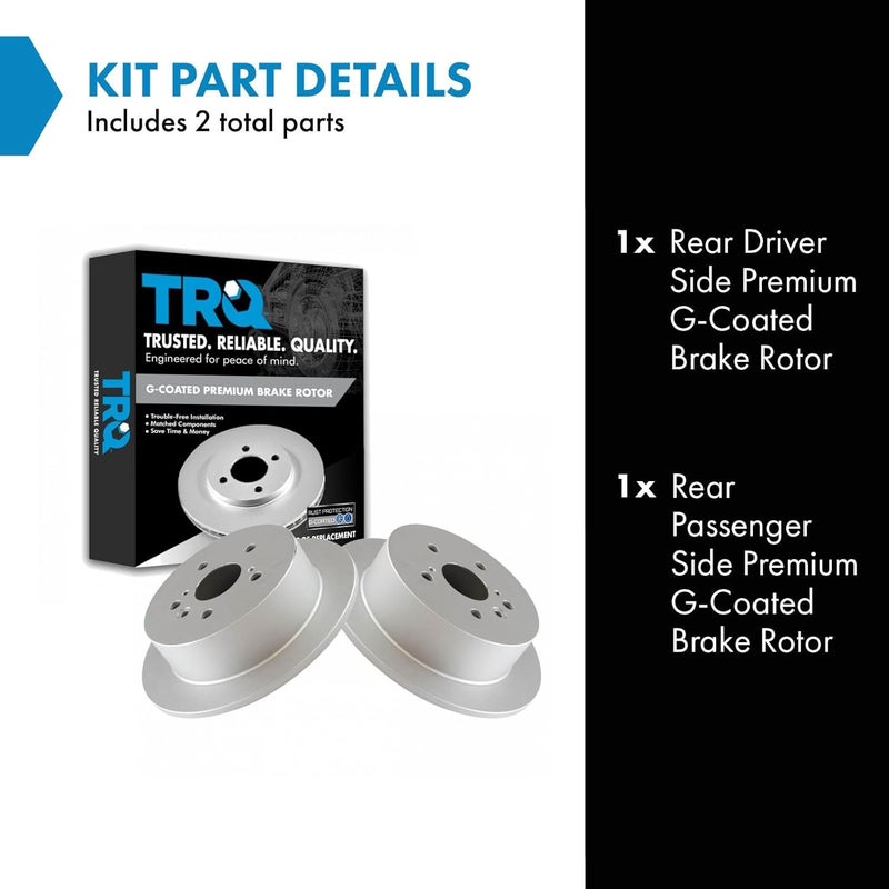 TRQ Rear Brake Rotor Set G Coated Solid Compatible with 2004-2006 Lexus RX330 2007-2009 RX350 2006-2008 RX400h 2004-2007 Toyota Highlander - Image 2