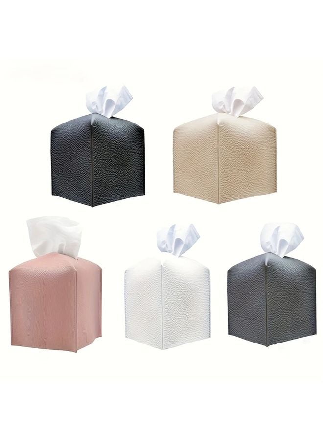 حامل مناديل من جلد البولي يوريثان الوردي مع ربطة زينة decorative bow للطاولة أو الحمام أو المكتب - Image 2