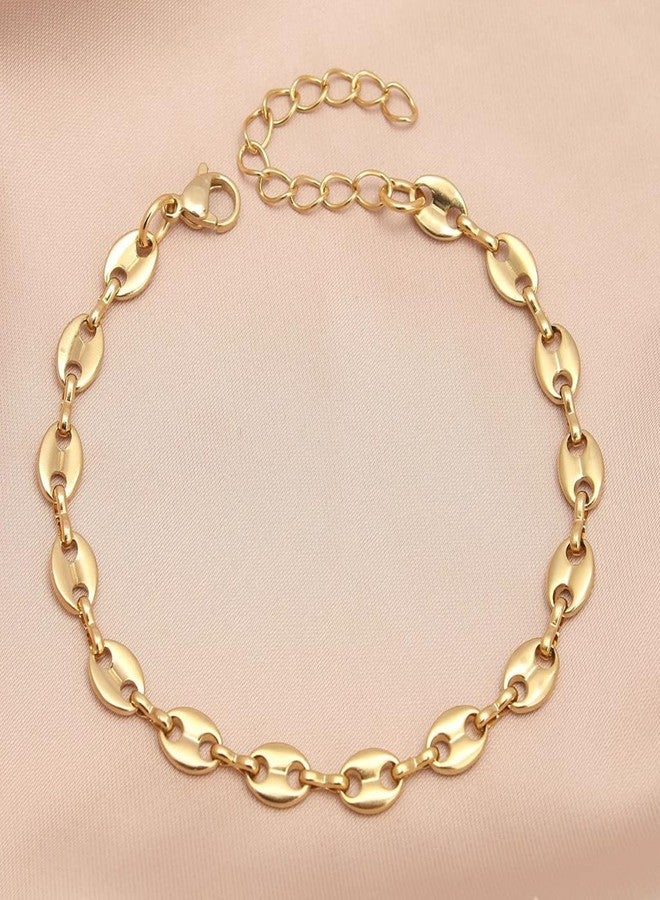 JUDE Stainless Steel Linked Beans Style Chain Bracelet (Gold) - Image 2