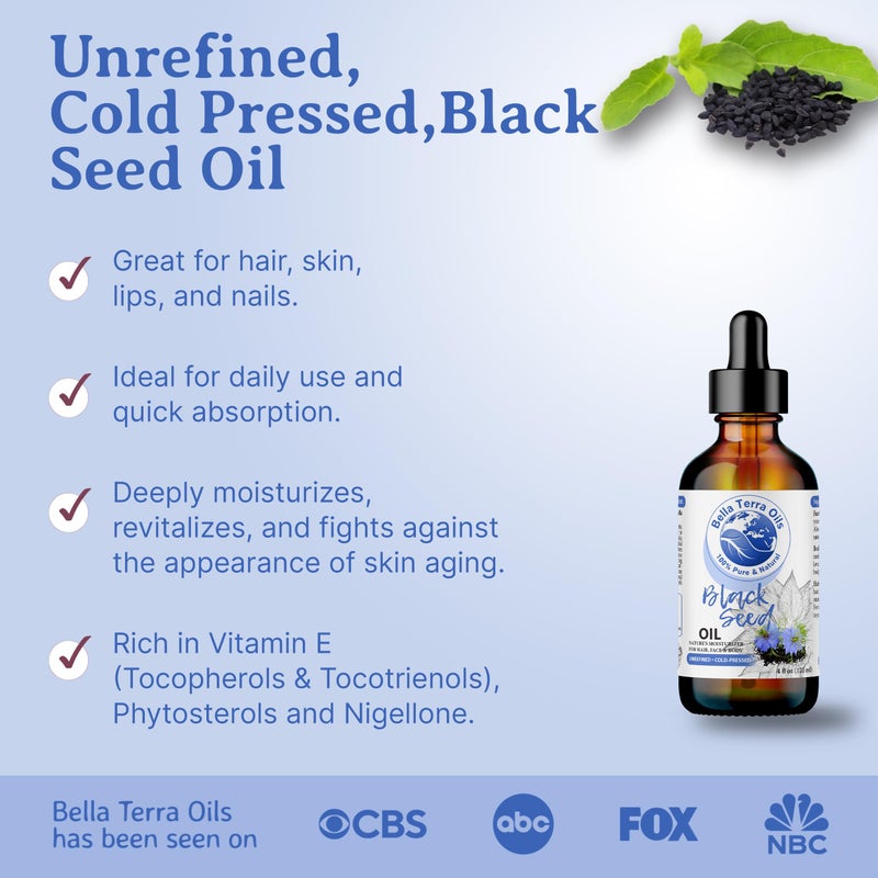 Bella Terra Oils - Black Seed Oil 16oz - Purity from Black Cumin Seeds, Bursting with Omega Fatty Acids & Vitamins, Enhance Your Beauty Regimen - Image 3