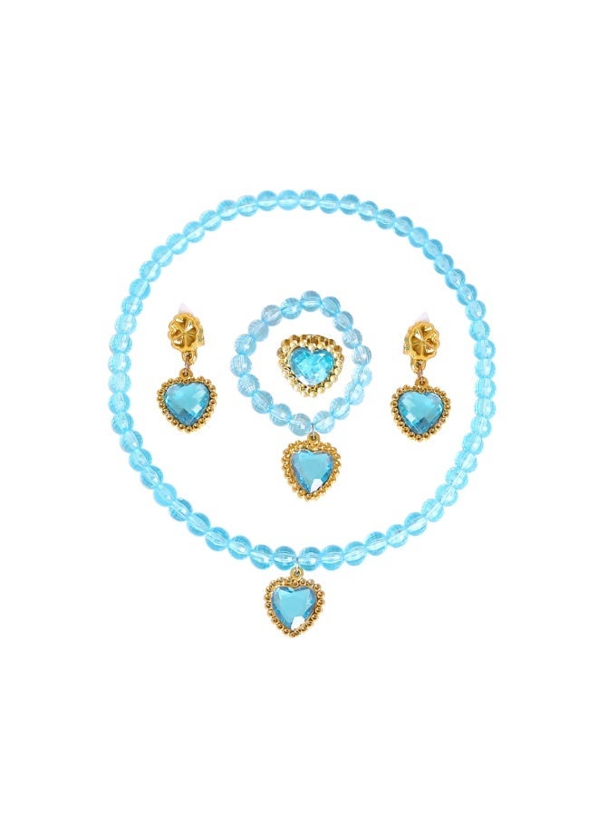 Princess Costume Headband  Jewelry Set, Role Play Dress Up Accessories for Kids, Durable Acrylic Crown Tiara and Necklace (Blue) - Image 2
