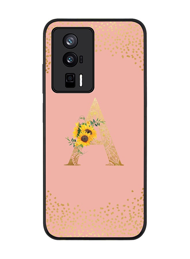 Stylizedd Rugged Black edge case for Xiaomi Poco F5 Pro 5G / Xiaomi Redmi K60 / Xiaomi Redmi K60 Pro Slim fit Flexible Rubber Edges Anti Drop TPU Cover - Monogram Letter Floral Pattern - A (Rose Pink) - Image 1