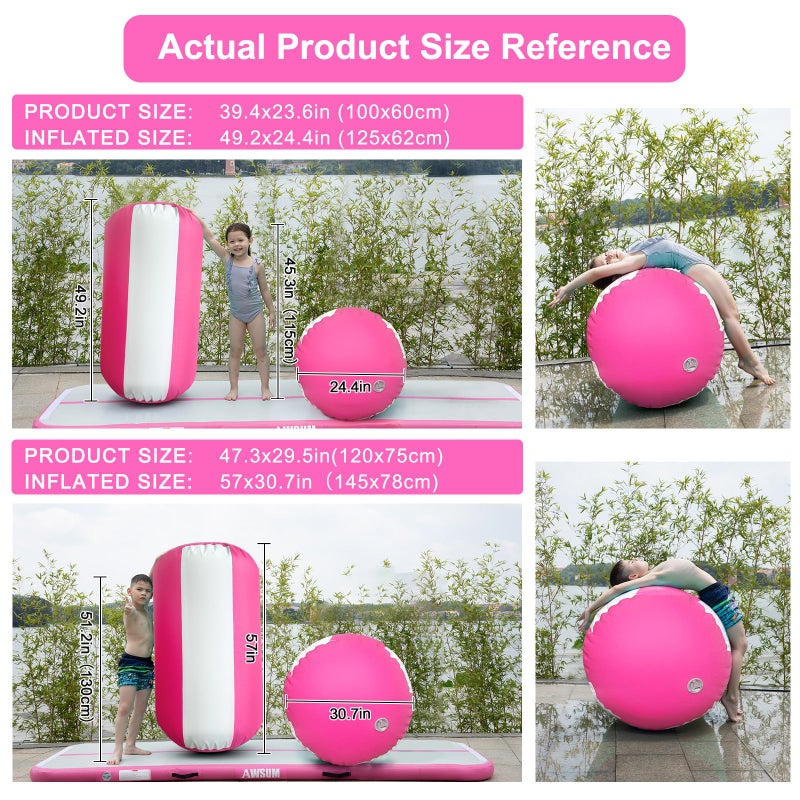AWSUM Gymnastics Tumbling Equipment Barrel Inflatable Air Roller Thicken Octagon Mat back Handspring Trainer for Cheerleading Training Home Use, Without pump - Image 3