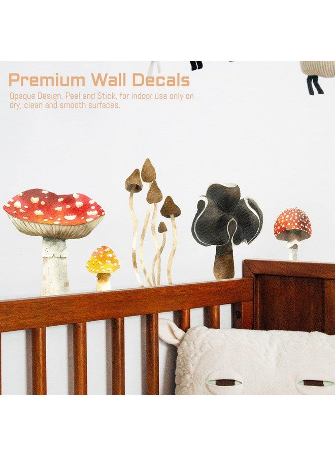 iinuu Watercolor Mushroom Wall Decals Giant Poison-Mushroom Wall Stickers Woodland Room Decals for Wall Peel and Stick Removable Fungi Wall Art Decor Sticker for Bedroom Nursery Living Room Kitchen Decor - Image 3