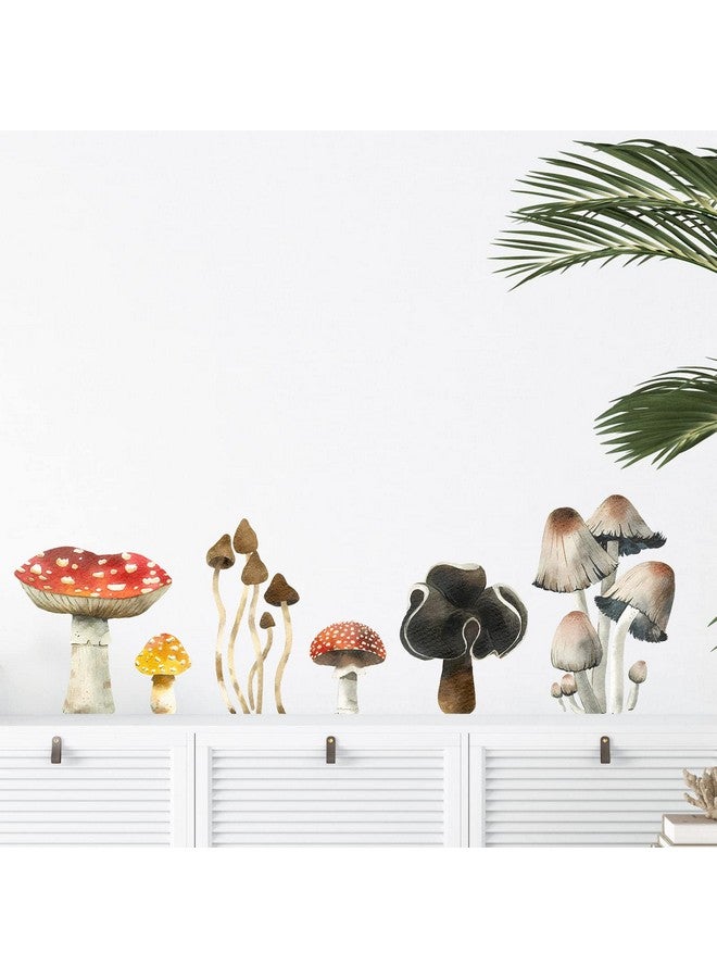 iinuu Watercolor Mushroom Wall Decals Giant Poison-Mushroom Wall Stickers Woodland Room Decals for Wall Peel and Stick Removable Fungi Wall Art Decor Sticker for Bedroom Nursery Living Room Kitchen Decor - Image 2