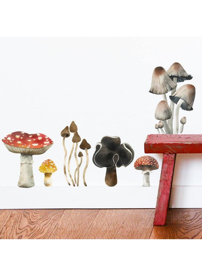 iinuu Watercolor Mushroom Wall Decals Giant Poison-Mushroom Wall Stickers Woodland Room Decals for Wall Peel and Stick Removable Fungi Wall Art Decor Sticker for Bedroom Nursery Living Room Kitchen Decor - Image 1