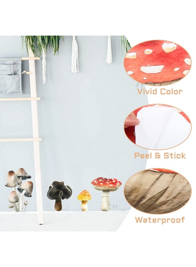 iinuu Watercolor Mushroom Wall Decals Giant Poison-Mushroom Wall Stickers Woodland Room Decals for Wall Peel and Stick Removable Fungi Wall Art Decor Sticker for Bedroom Nursery Living Room Kitchen Decor - Image 5