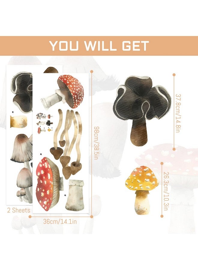 iinuu Watercolor Mushroom Wall Decals Giant Poison-Mushroom Wall Stickers Woodland Room Decals for Wall Peel and Stick Removable Fungi Wall Art Decor Sticker for Bedroom Nursery Living Room Kitchen Decor - Image 4