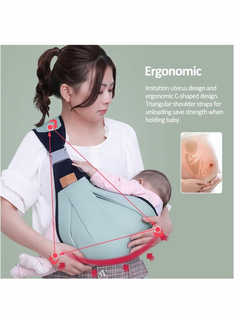 Excefore حاملات الأطفال، حزام مريح للأطفال بكتف واحد، حزام نصف ملفوف من البوليستر لتوفير العمالة، حامل أطفال شبكي ثلاثي الأبعاد قابل للتعديل، أحزمة كتف ملفوفة لحمام السباحة والشاطئ (أخضر غامق) - Image 3