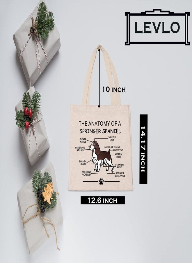 LEVLO Funny Springer Dog Lovers Gifts The Anatomy of A Springer Spaniel Shopping Bags Veterinary Mom Travel Tote Bags (Springer Spaniel) - Image 2