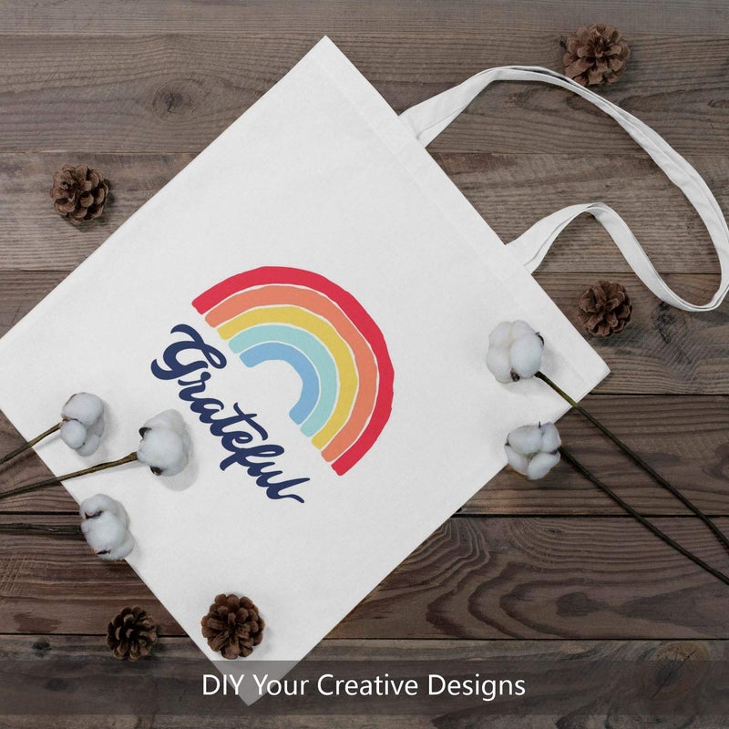TOPDesign TOPDesign 6-Pack Economical 16""x15"" White Cotton Tote Bag  Lightweight Medium Reusable Grocery Shopping Cloth Bags  Suitable for DIY  Advertising  Promotion  Gift  Activity - Image 3