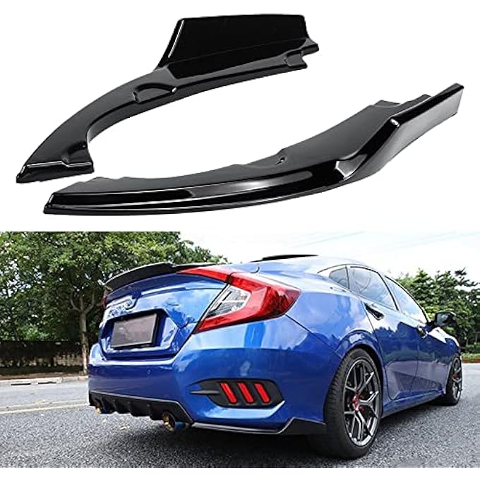 Irovami 2PCs Light Black Anti Scratch Car Rear Bumper Lip Splitter Replacement for Honda Civic 2016 to 2018 - Image 4