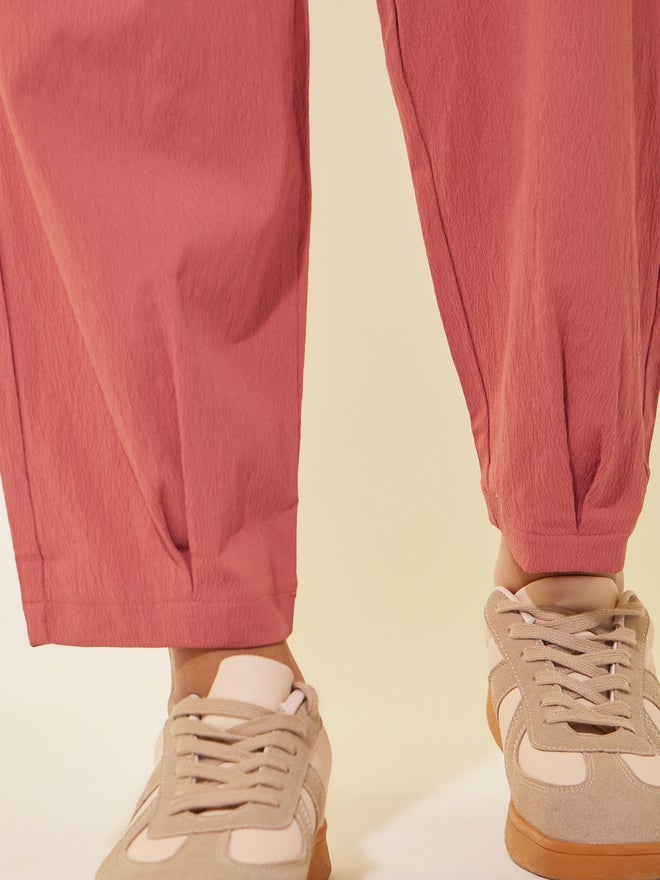 Take Two Take Two Solid Pleated Loose Fit Pants with Belt Loops  - Image 3