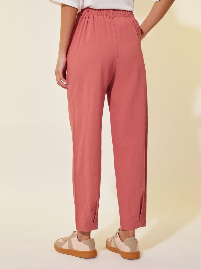 Take Two Take Two Solid Pleated Loose Fit Pants with Belt Loops  - Image 4