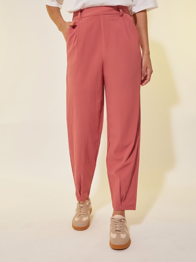 Take Two Take Two Solid Pleated Loose Fit Pants with Belt Loops  - Image 2
