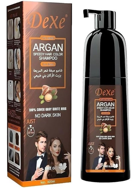 Argan Speedy Hair Color Shampoo Dark Brown 420 ML