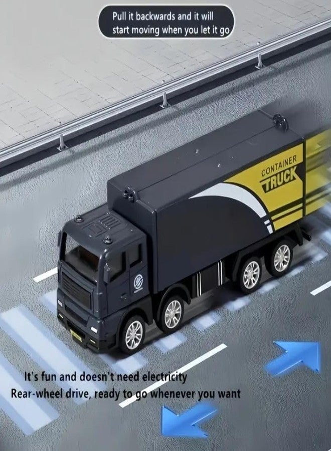 ISTOSY 4Pcs Car Carrier Container Trucks Die Cast Model Logistic Transport Fleet Truck Toy for Kids Boys Girls Pull Back Vehicle (Multicolor) - Image 4