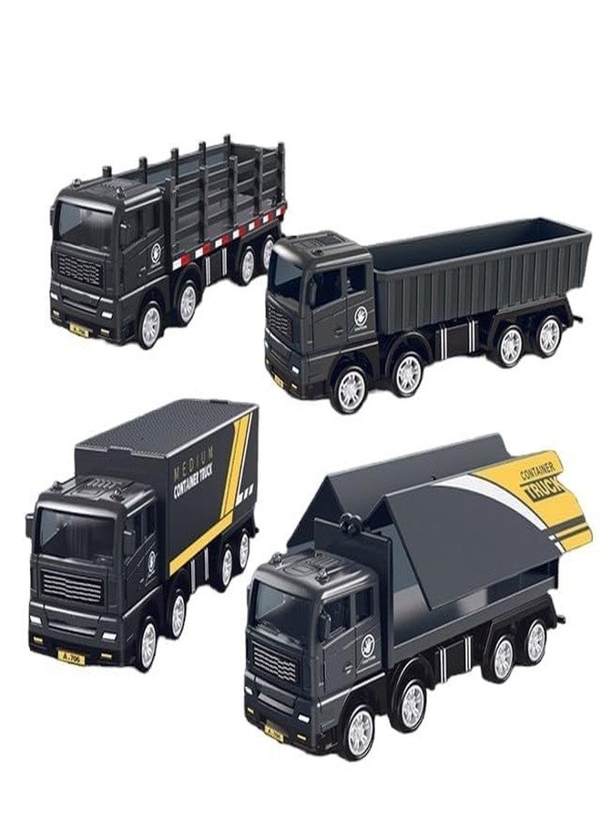 ISTOSY 4Pcs Car Carrier Container Trucks Die Cast Model Logistic Transport Fleet Truck Toy for Kids Boys Girls Pull Back Vehicle (Multicolor) - Image 1