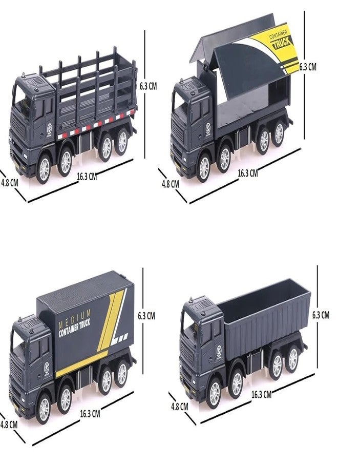 ISTOSY 4Pcs Car Carrier Container Trucks Die Cast Model Logistic Transport Fleet Truck Toy for Kids Boys Girls Pull Back Vehicle (Multicolor) - Image 3
