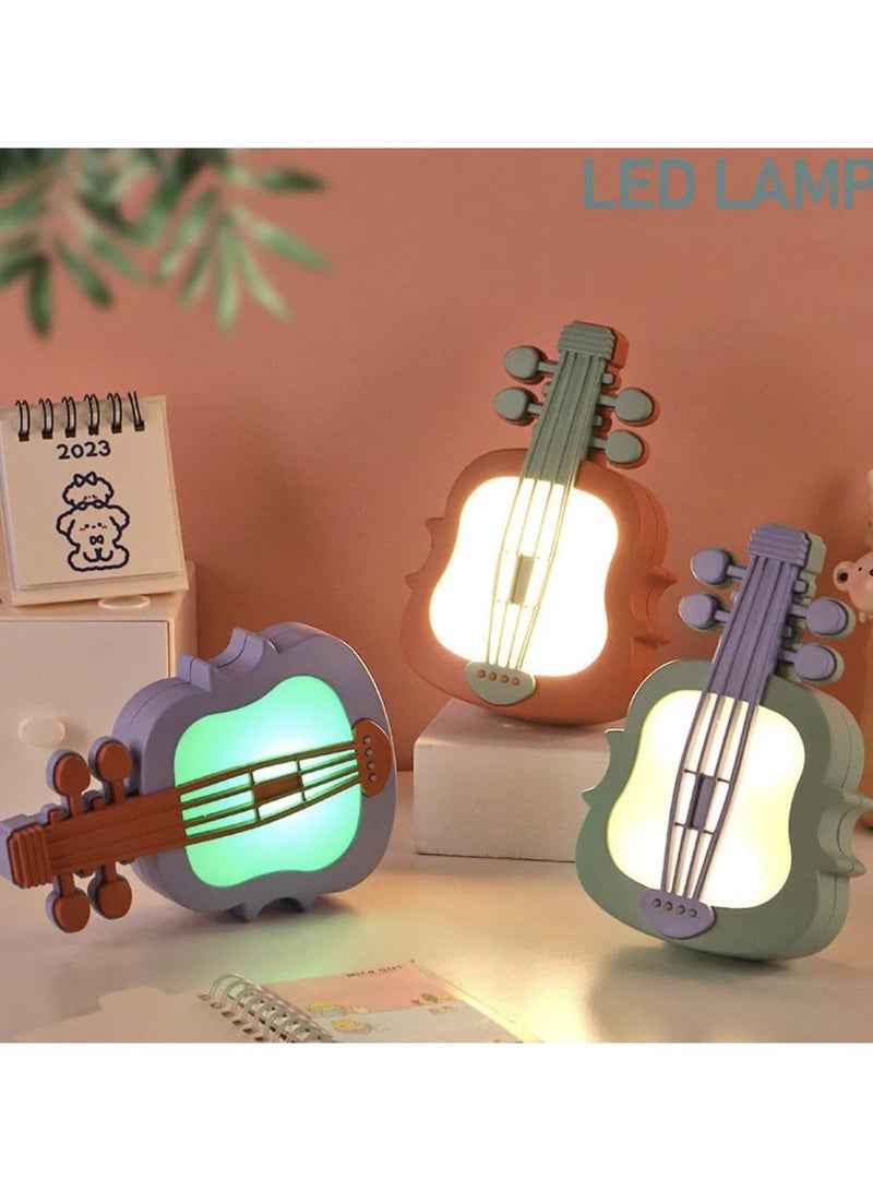 مصباح مكتب للأطفال بشكل كمان – ضوء ليلي LED محمول قابل لإعادة الشحن، تصميم كرتوني لطيف، إضاءة بلاستيكية إبداعية لطاولة السرير، هدية مثالية للصغار