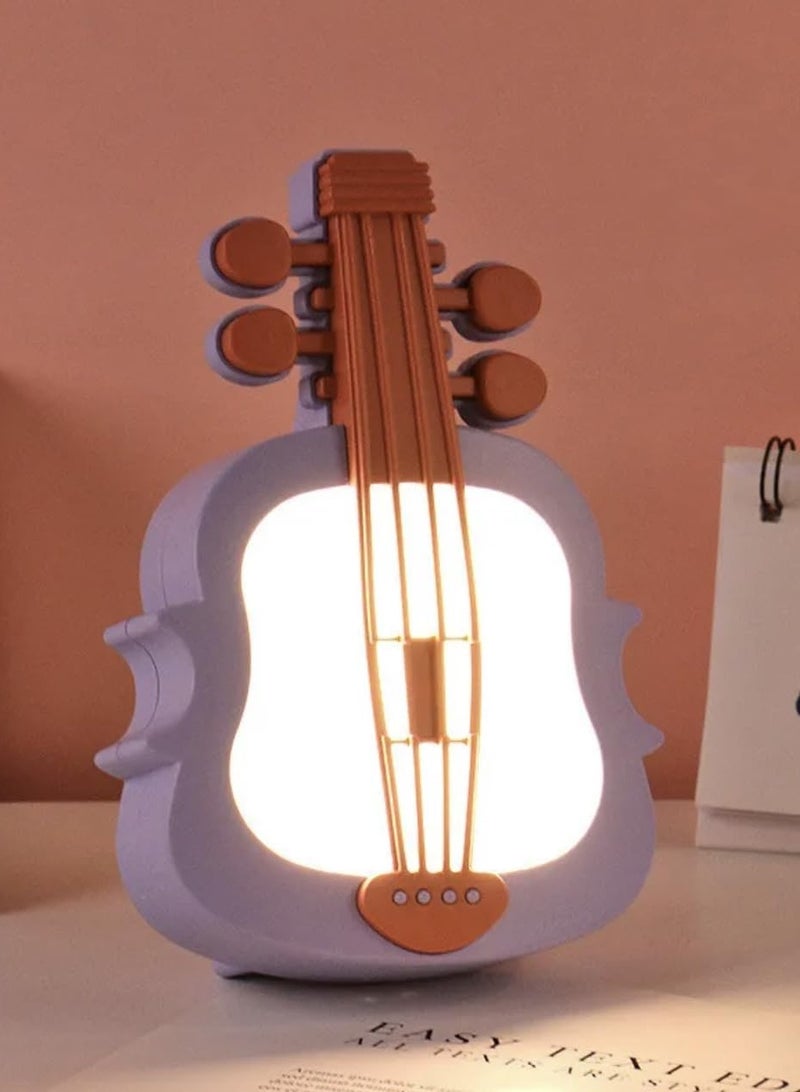 مصباح مكتب للأطفال بشكل كمان – ضوء ليلي LED محمول قابل لإعادة الشحن، تصميم كرتوني لطيف، إضاءة بلاستيكية إبداعية لطاولة السرير، هدية مثالية للصغار