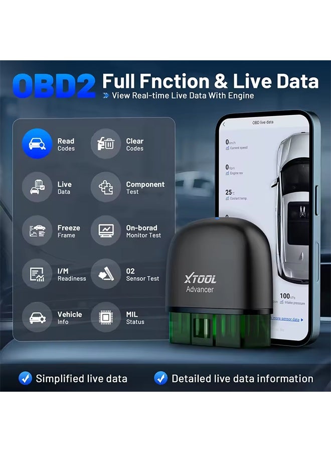 XTOOL Advancer AD20PRO OBD2 Bluetooth Scanner Full System Car Diagnostic Tool obd2 Scanner Oil Reset & Battery Tests Code Reader - Image 3
