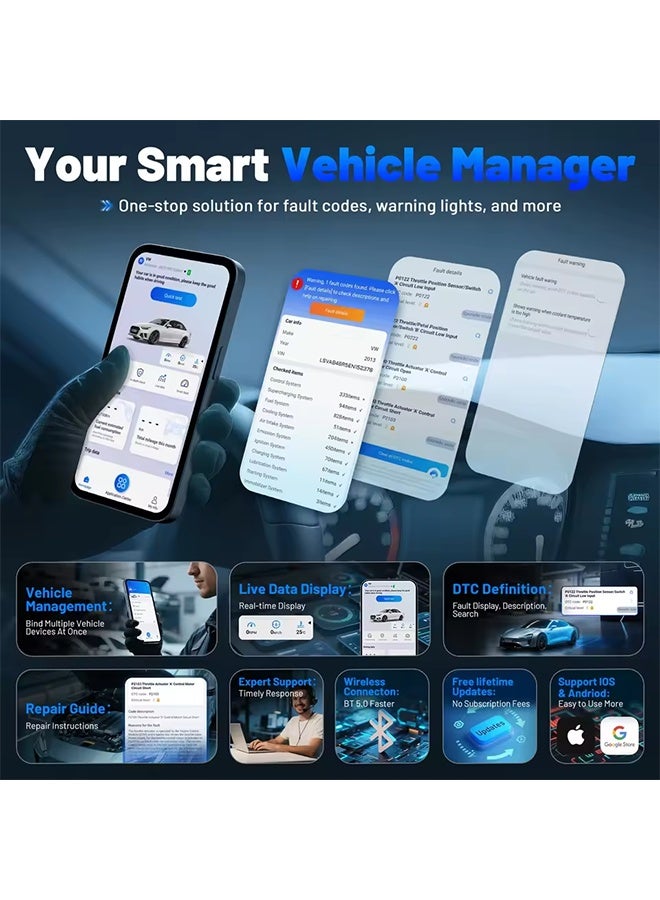 XTOOL Advancer AD20PRO OBD2 Bluetooth Scanner Full System Car Diagnostic Tool obd2 Scanner Oil Reset & Battery Tests Code Reader - Image 4