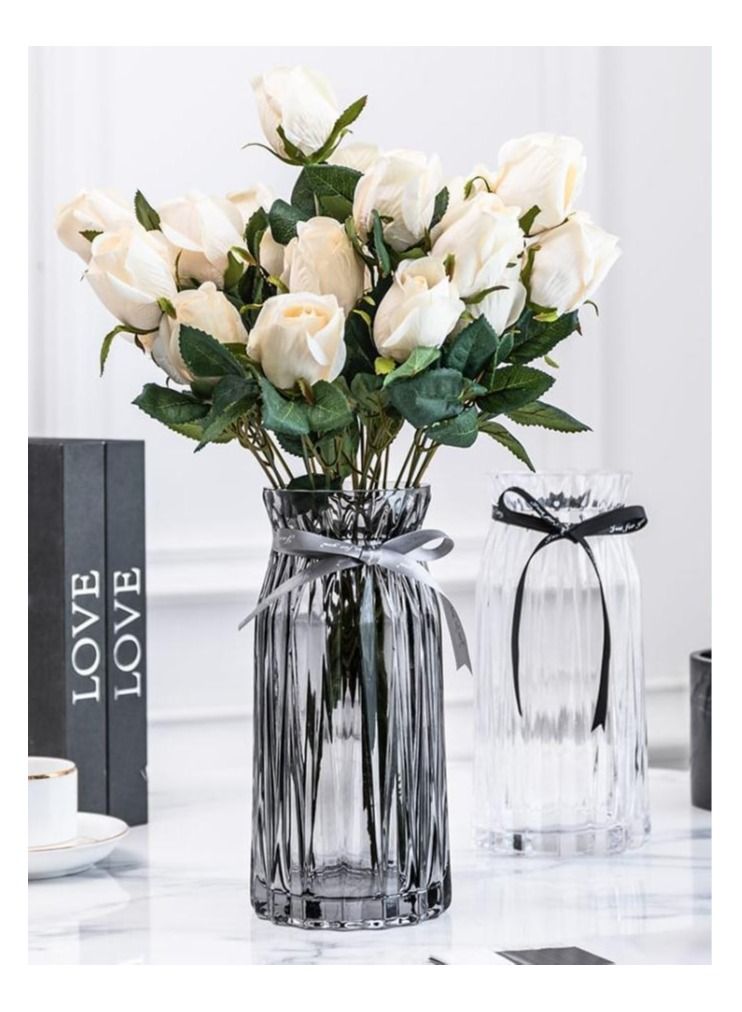 LINGWEI Flower Glass Vase Decorative Bud Vase Centrepiece For Home or Wedding by Royal Imports Cylinder Shape - Image 3