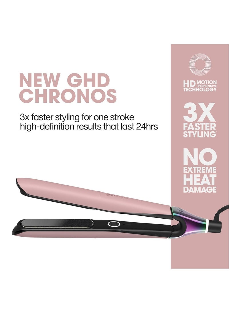 ghd Chronos Professional Styler - Our Best Hair Straightener, One Stroke High-Definition Results That Last 24hrs, 3X More Breakage Protection, 2X Less frizz, 20 sec Heat up, 10 min Sleep Mode | Pink - Image 2
