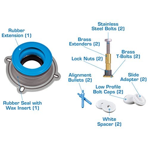 DANCO All-in-One Toilet Installation Kit, Perfect Seal Wax Ring & Zero Cut Bolts, Toilet Repair, Wax-Free, Mounting Toilet Bolts (10879X) - Image 4
