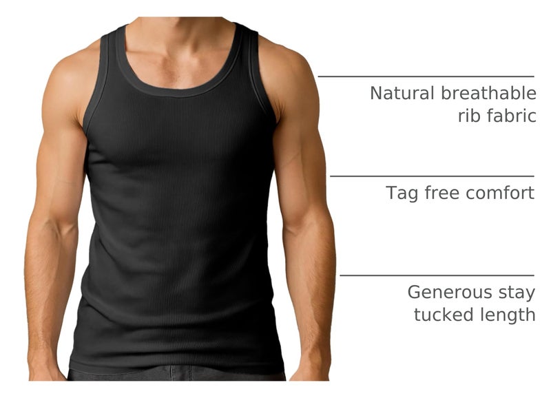 Andrew Scott Men's A Shirts | Cotton Tank Top Athletic Undershirts | Multi Packs & Colors - Image 4